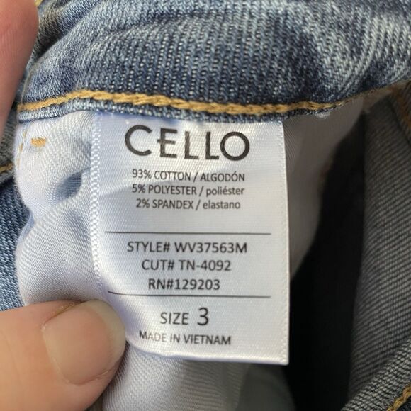 Cello Women’s Flare Denim Jeans Slit Leg Size 3 Blue - Picture 11 of 13